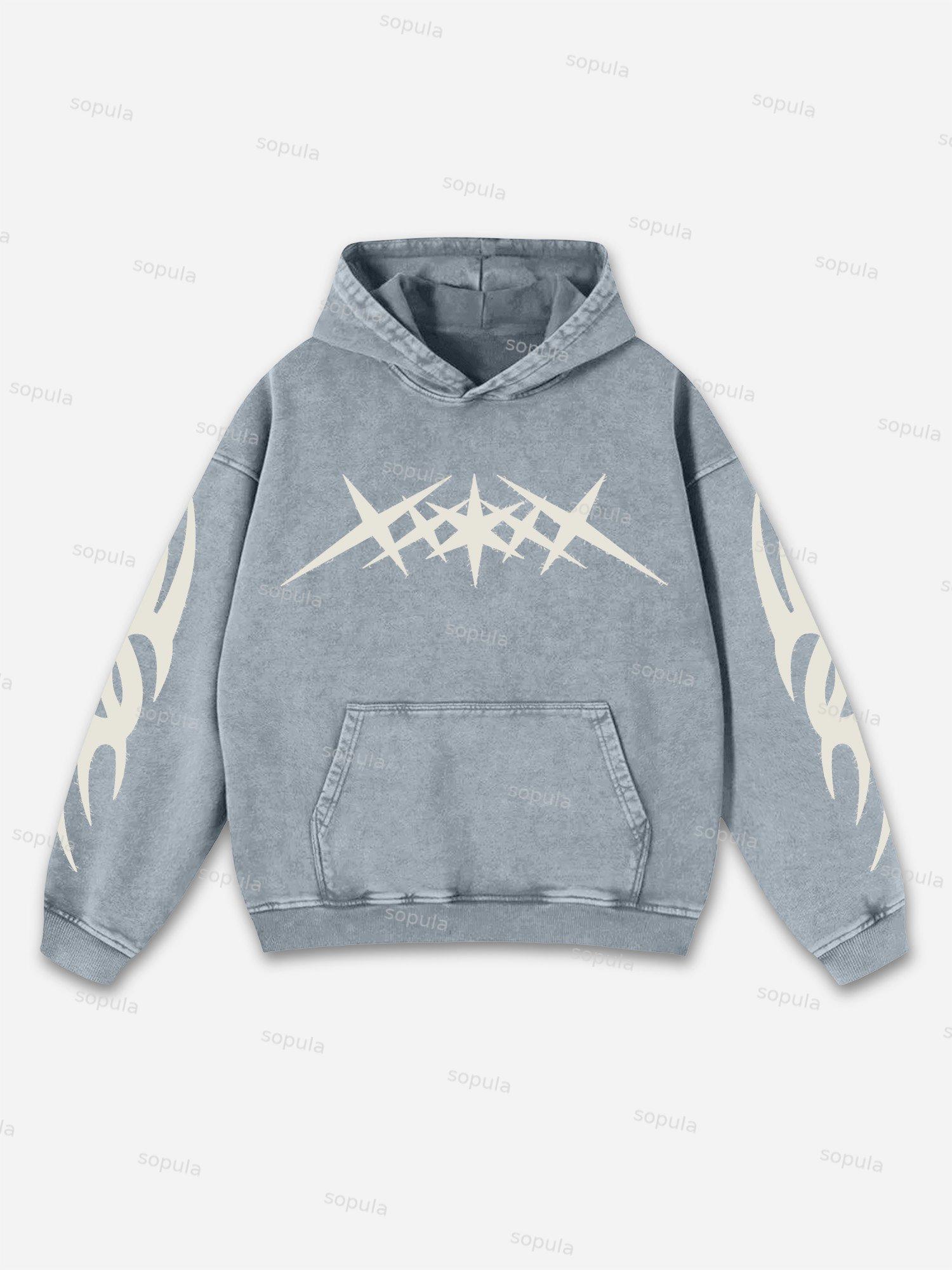 Sopula Vintage Graphics Print Acid Washed Oversized Hoodie Product Image