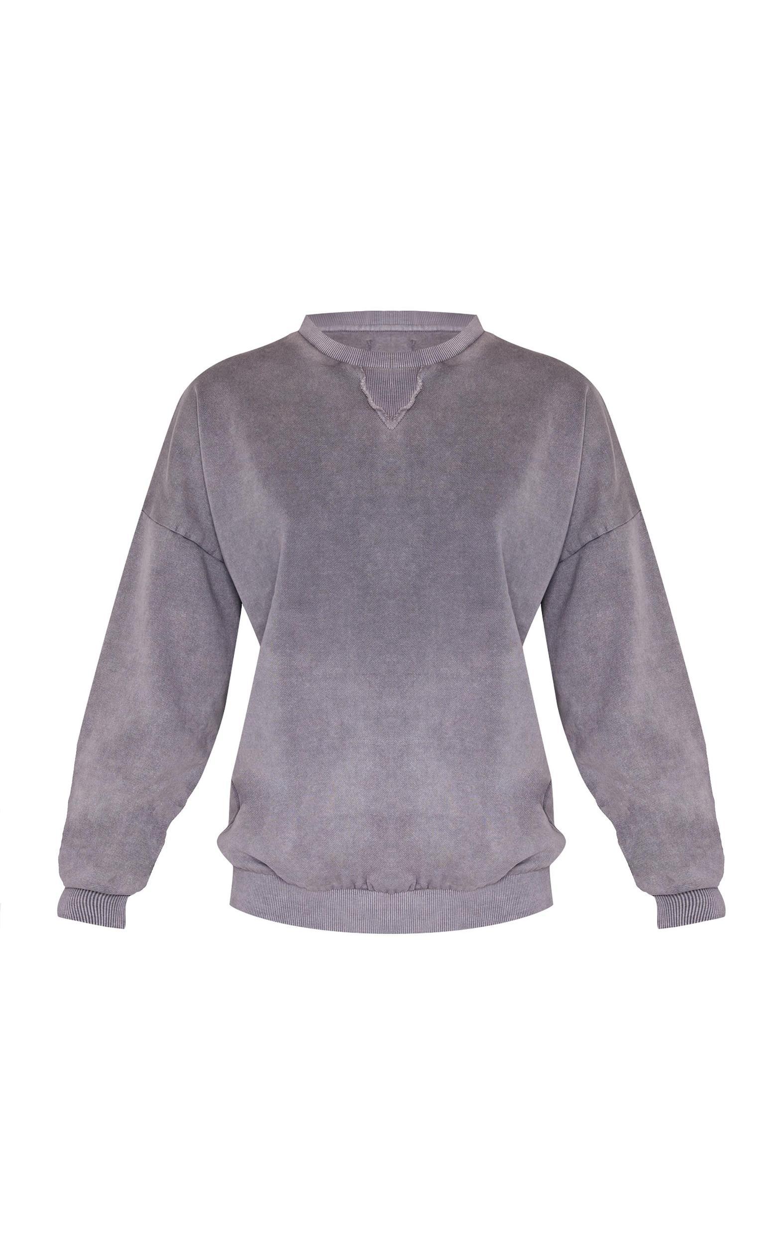 Mauve Washed Slouchy Crew Neck Sweatshirt Product Image