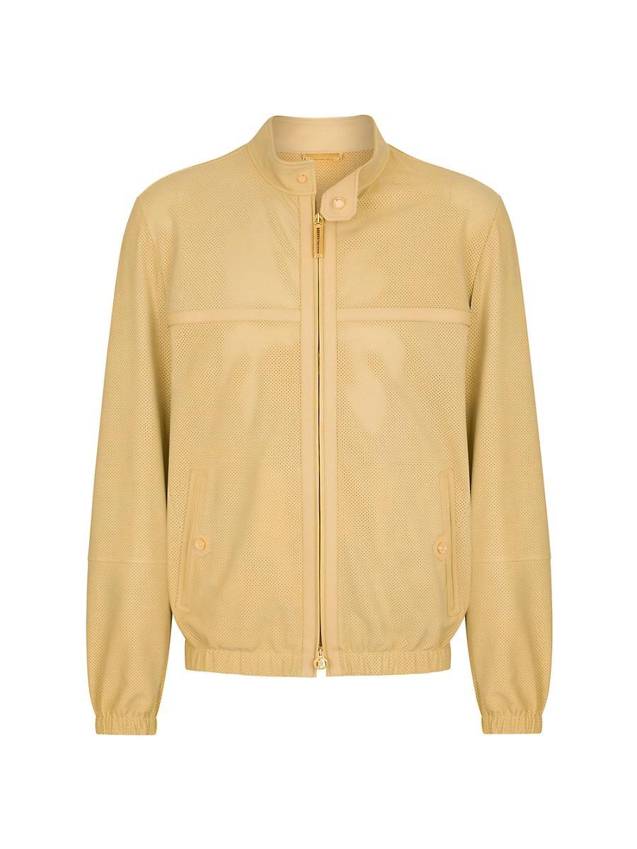 Mens Nubuck Calfskin Leather Blouson Jacket Product Image