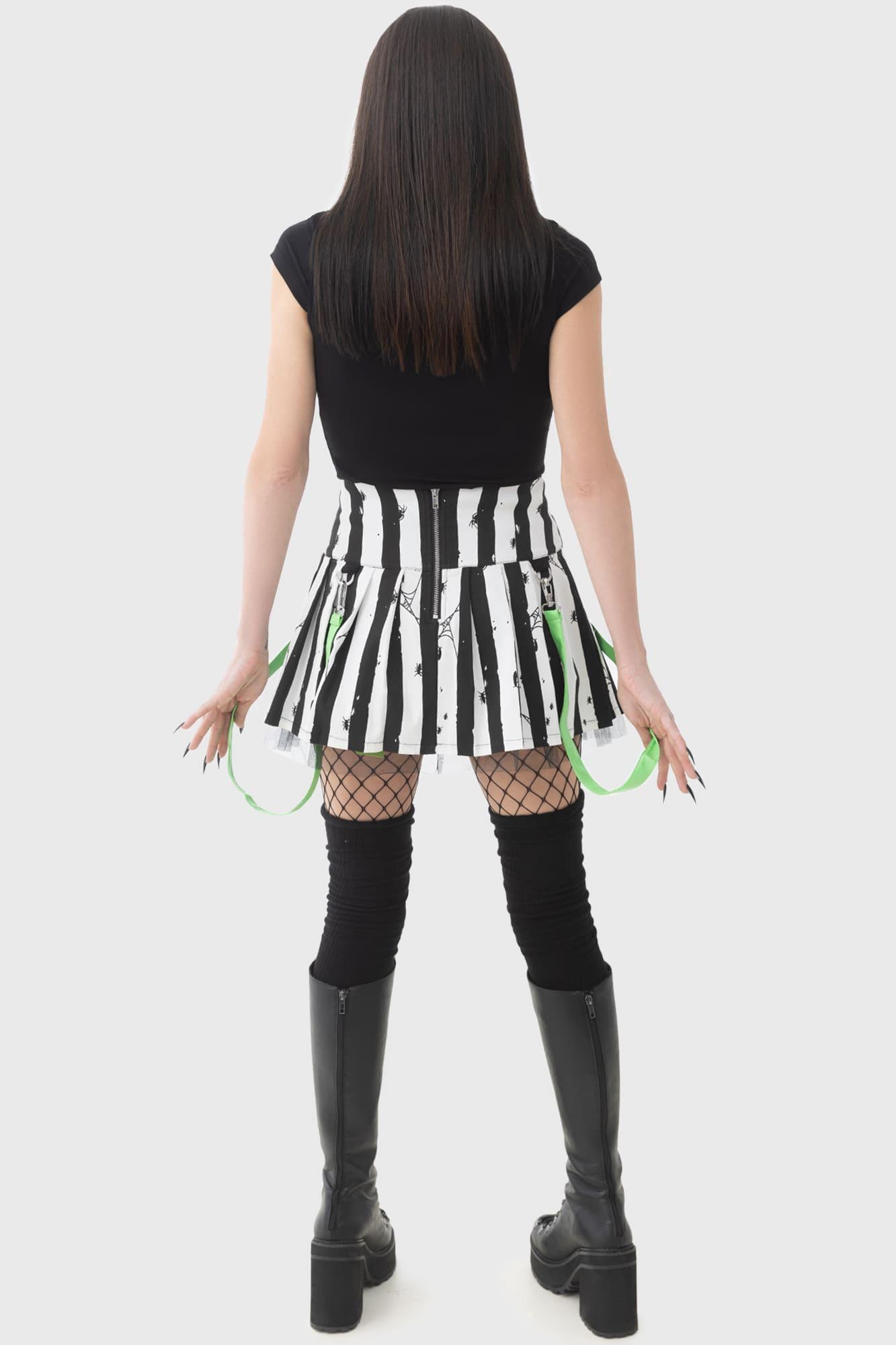 Distressed Stripe Pleated Mini-Skirt Female Product Image