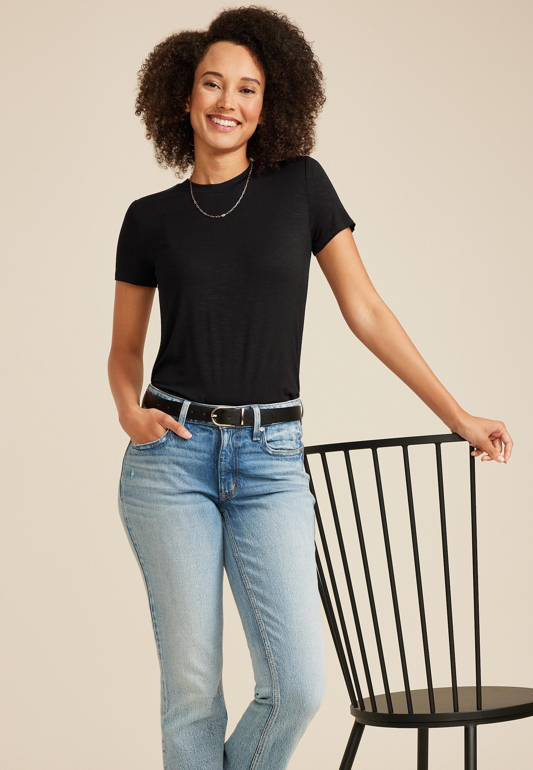Maurices Womens X Large Size 24/7 Kennedy Crew Neck Tee White Product Image
