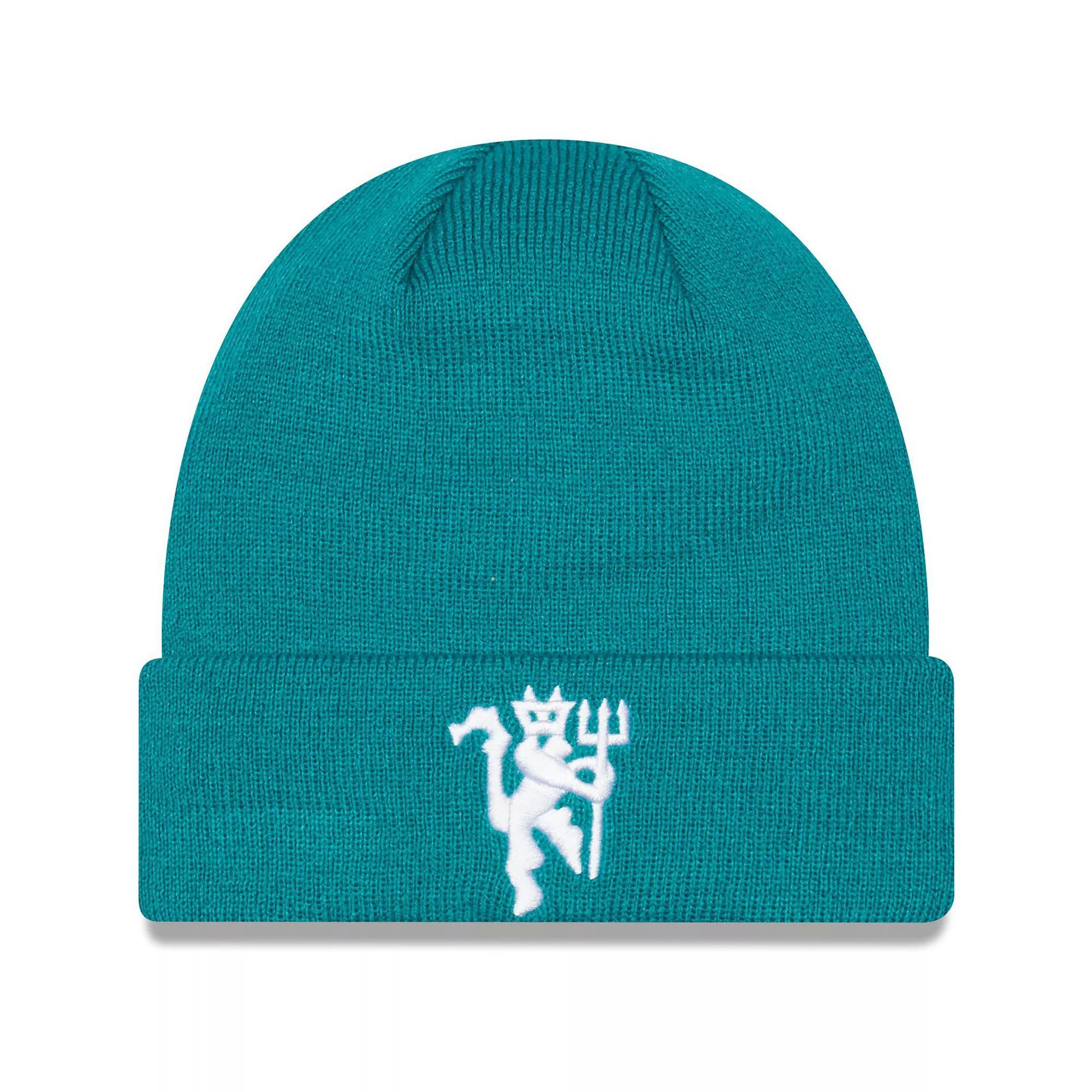 Mens New Era Turquoise Manchester United Seasonal Cuffed Knit Hat, Man Turquoise A Product Image