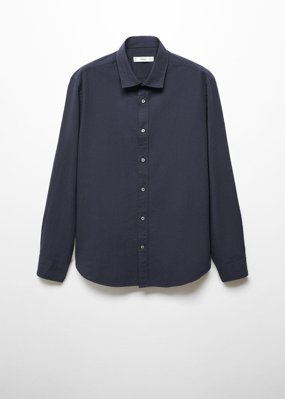 Mango Mens 100% Seersucker Cotton Shirt Product Image