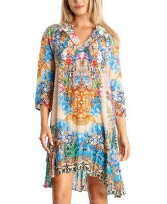 La Moda Clothing Womens Boho Queen Short V-neck Dress - Light pink Product Image