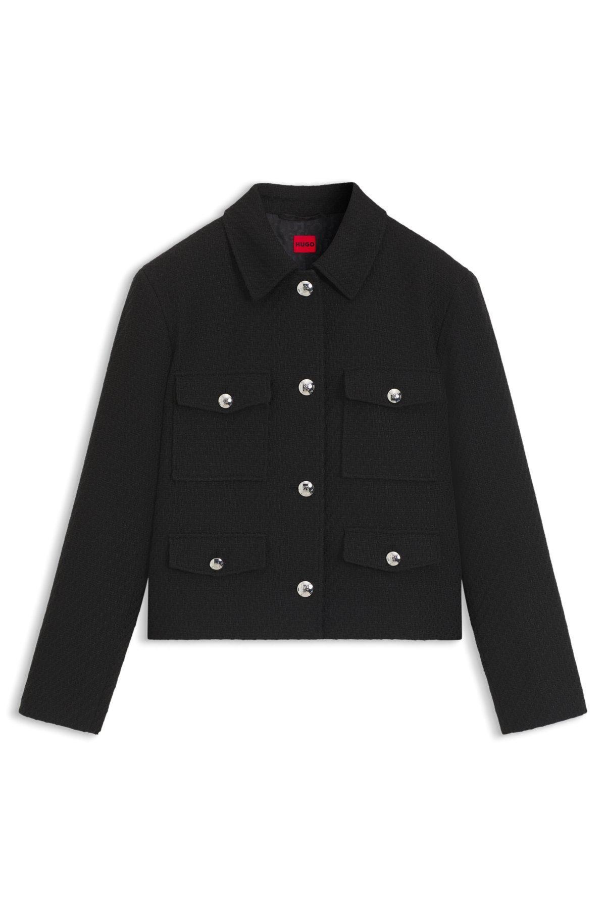 HUGO - Regular-fit blazer in soft bouclé - Patterned Product Image