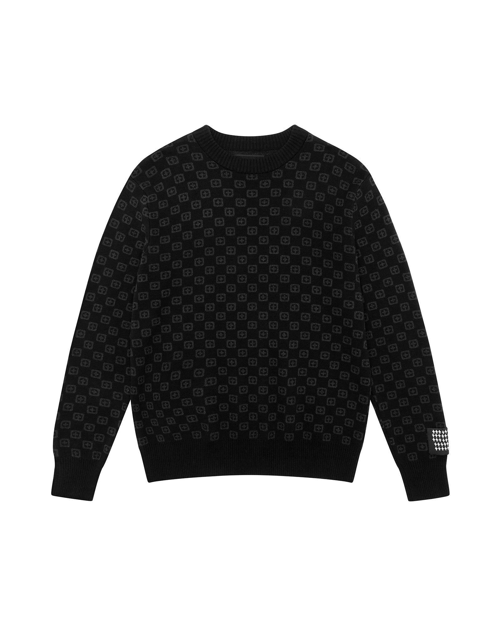 BOX KNIT CREW WASHED BLACK Male Product Image