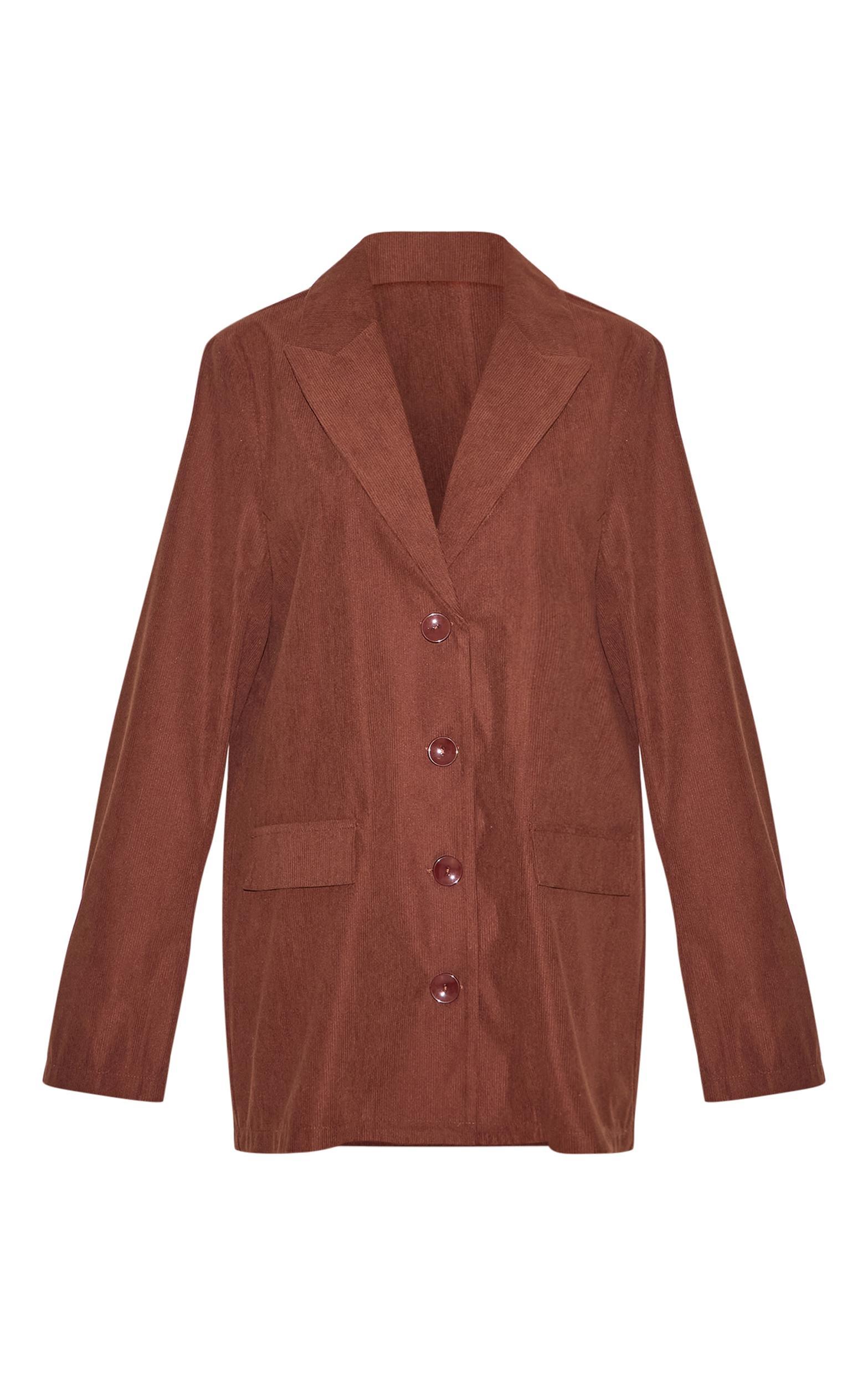  Chocolate Cord Oversized Blazer Dress Product Image