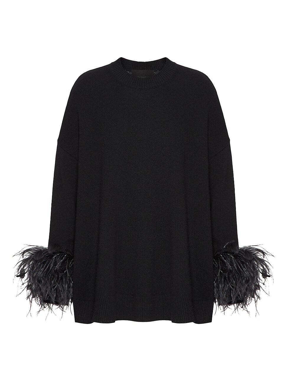 Womens Wool Sweater with Feathers Product Image