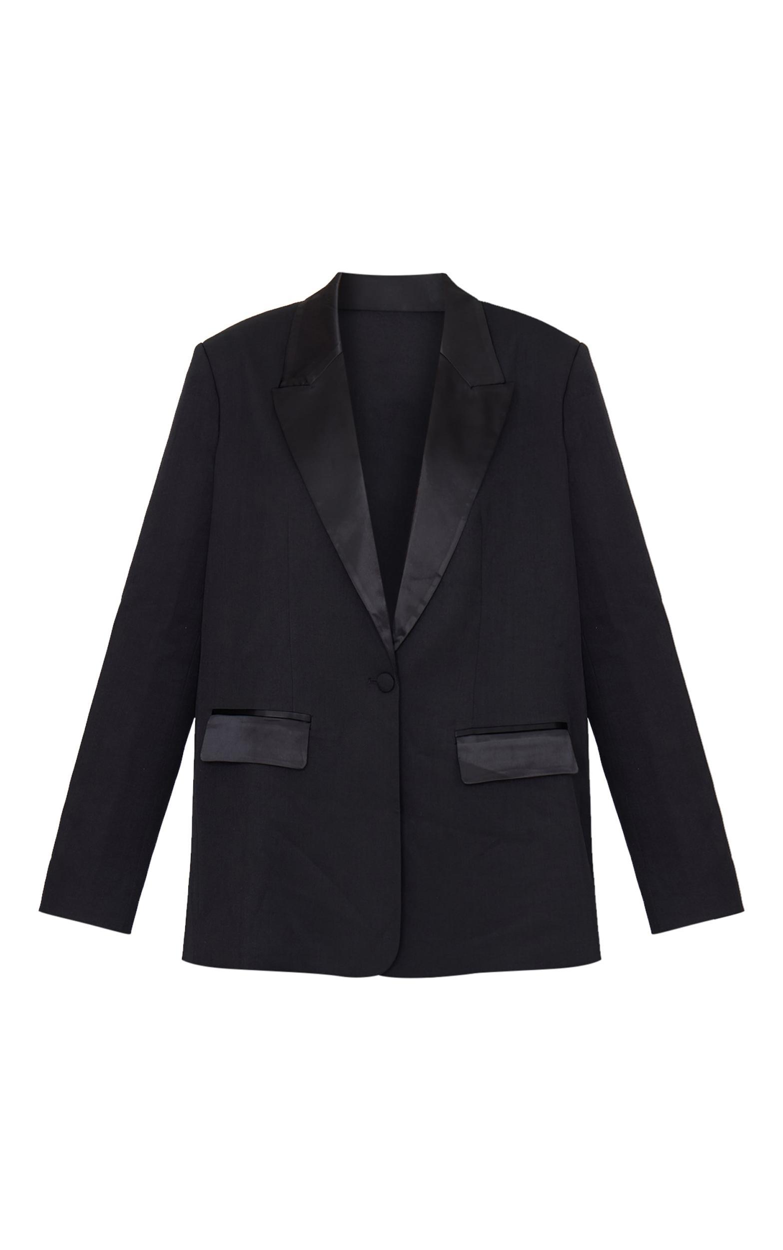 Black Tuxedo Oversized Blazer Product Image