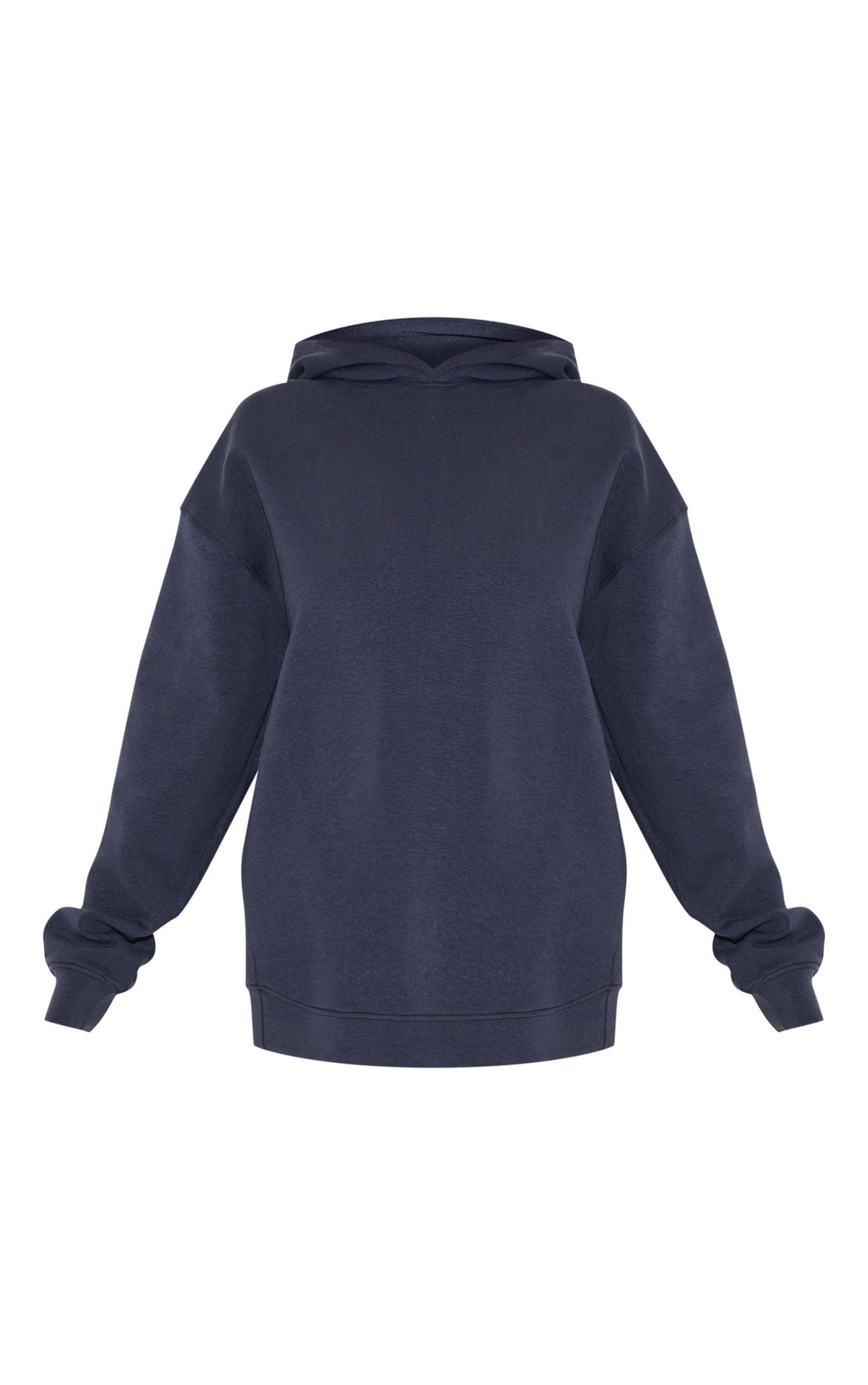 Navy Premium Interlock Oversized Hoodie Product Image