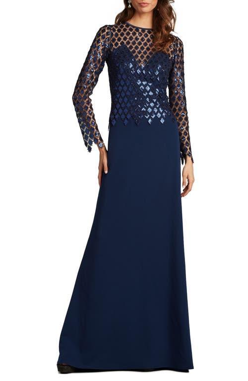 Womens Sequined Diamond Crepe Gown Product Image