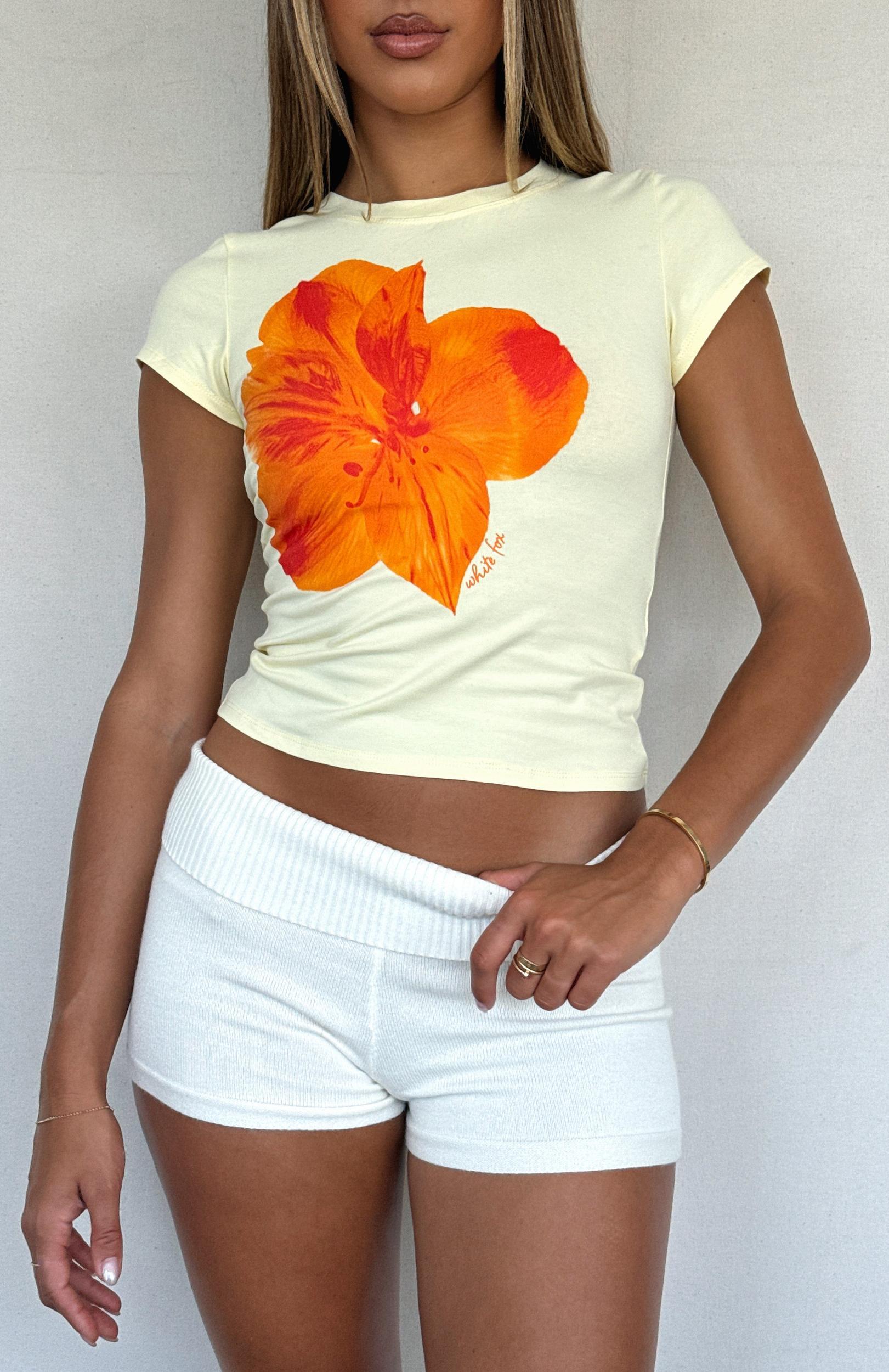 Skip Town Knit Booty Shorts Cream Product Image