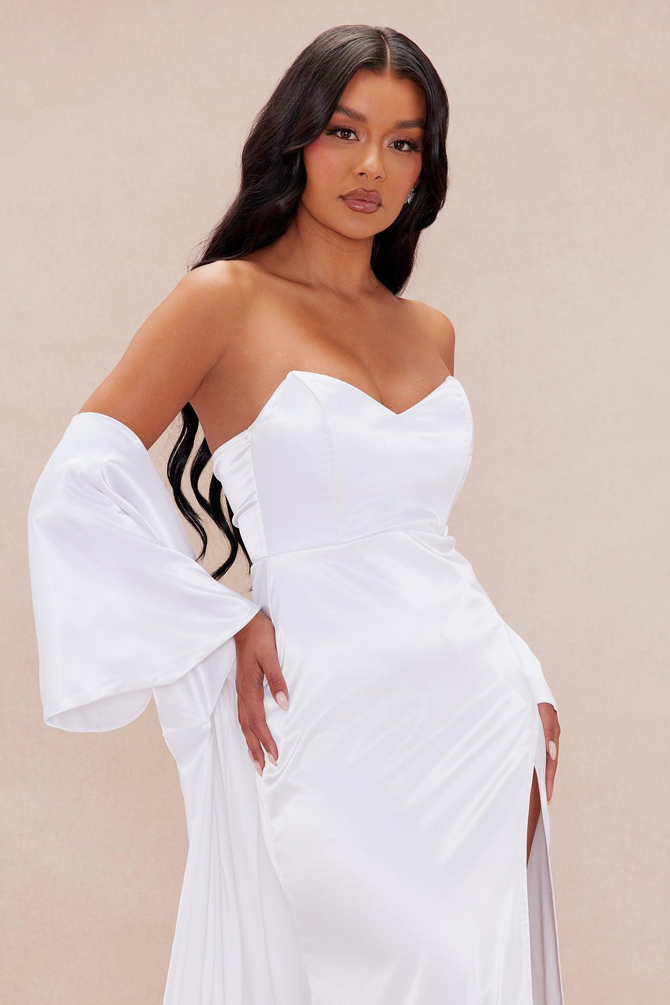 The Main Attraction Satin Gown Set - White Product Image
