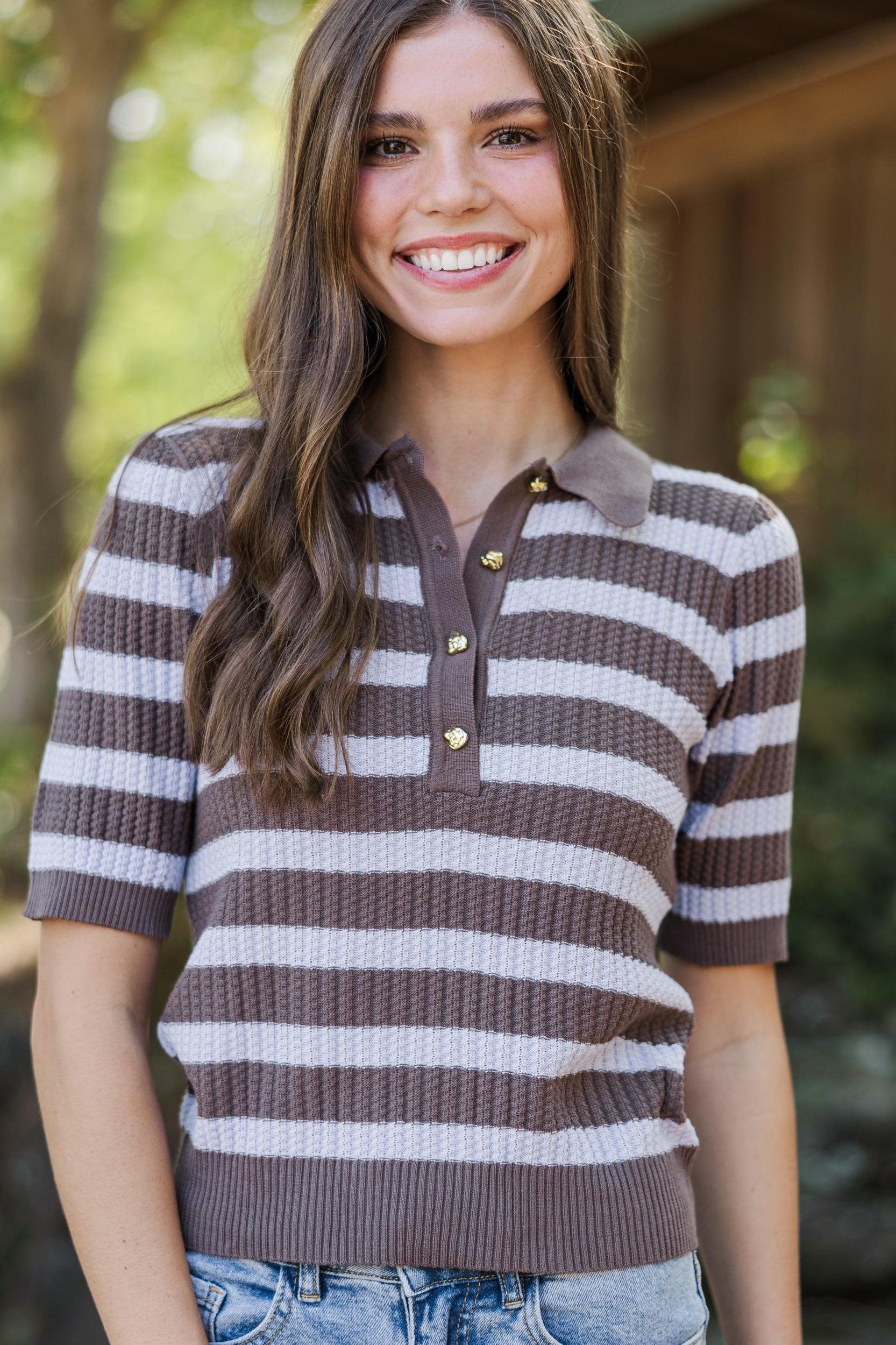 Easy Aspirations Lavender Striped Sweater Female Product Image