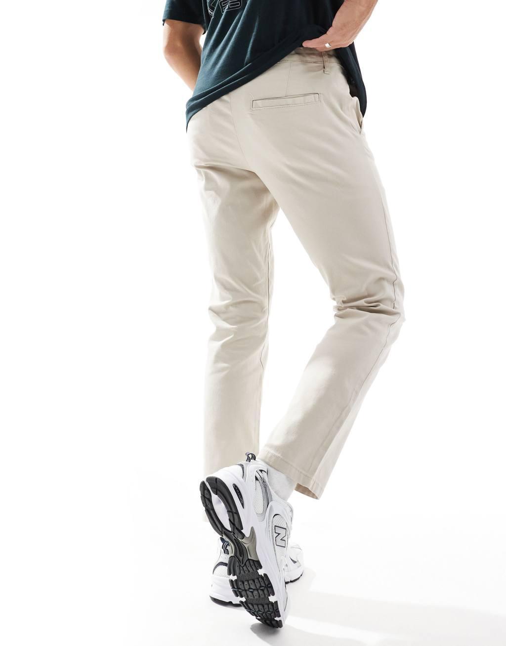 ASOS DESIGN slim chinos in stone Product Image