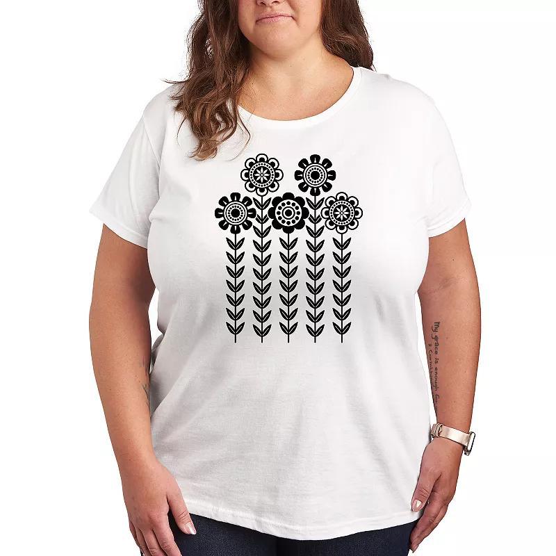 Plus Scandinavian Flowers Graphic Tee, Womens Product Image
