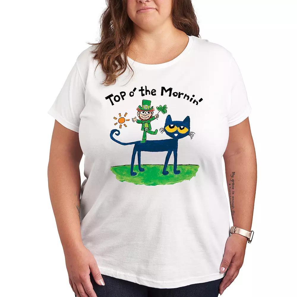 Plus Pete the Cat Top O The Mornin Leprechaun Graphic Tee, Womens Grey Gray Product Image