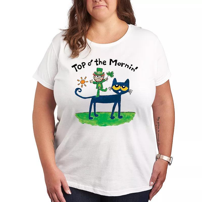 Plus Pete the Cat Top O The Mornin Leprechaun Graphic Tee, Womens Grey Gray Product Image