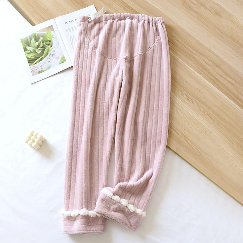 Maternity Elastic Waist Pom Pom Fleece Pajama Pants Product Image