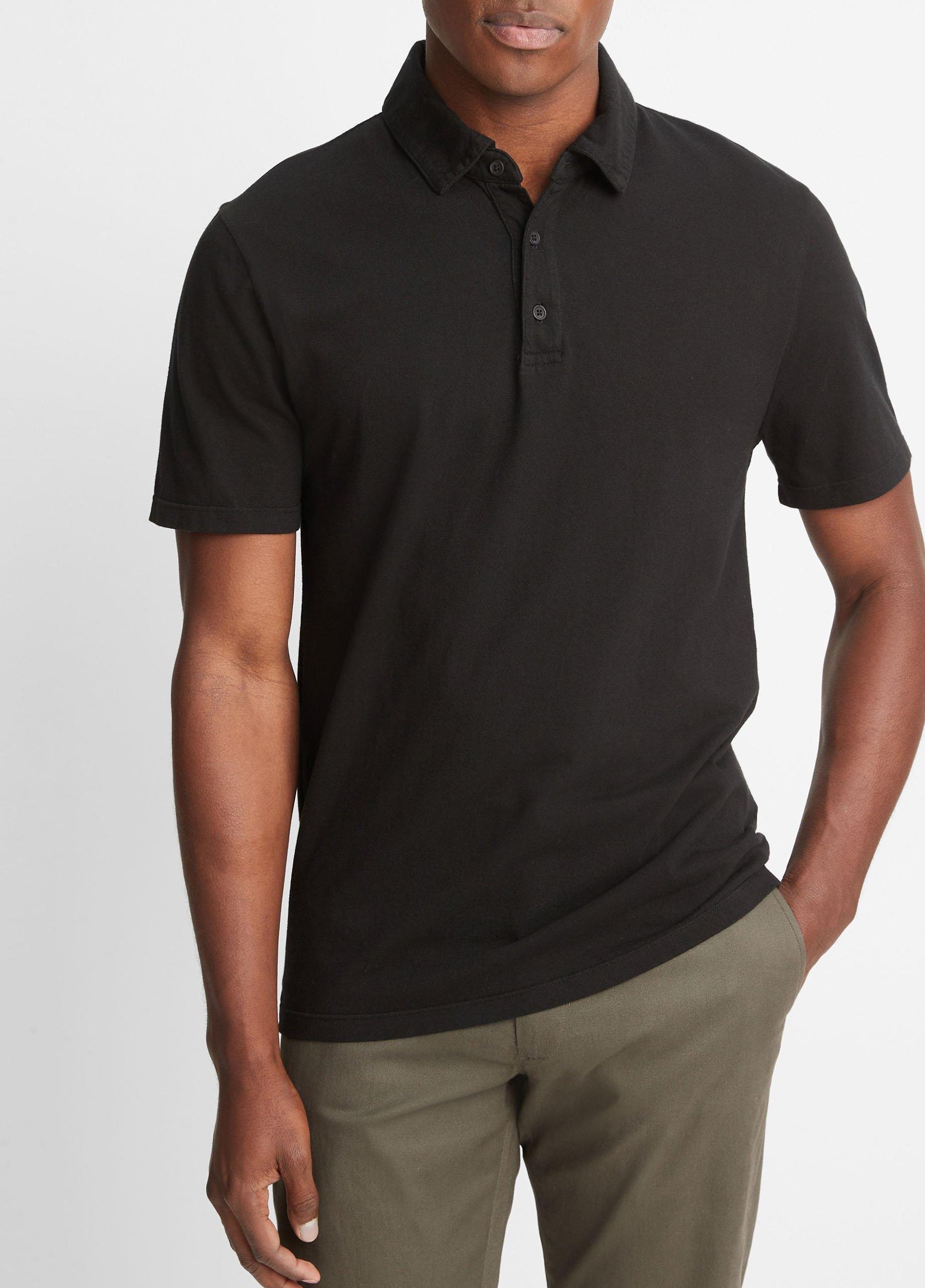 Mens Garment Dye Cotton Polo Shirt, Optic White, Size S Vince Product Image