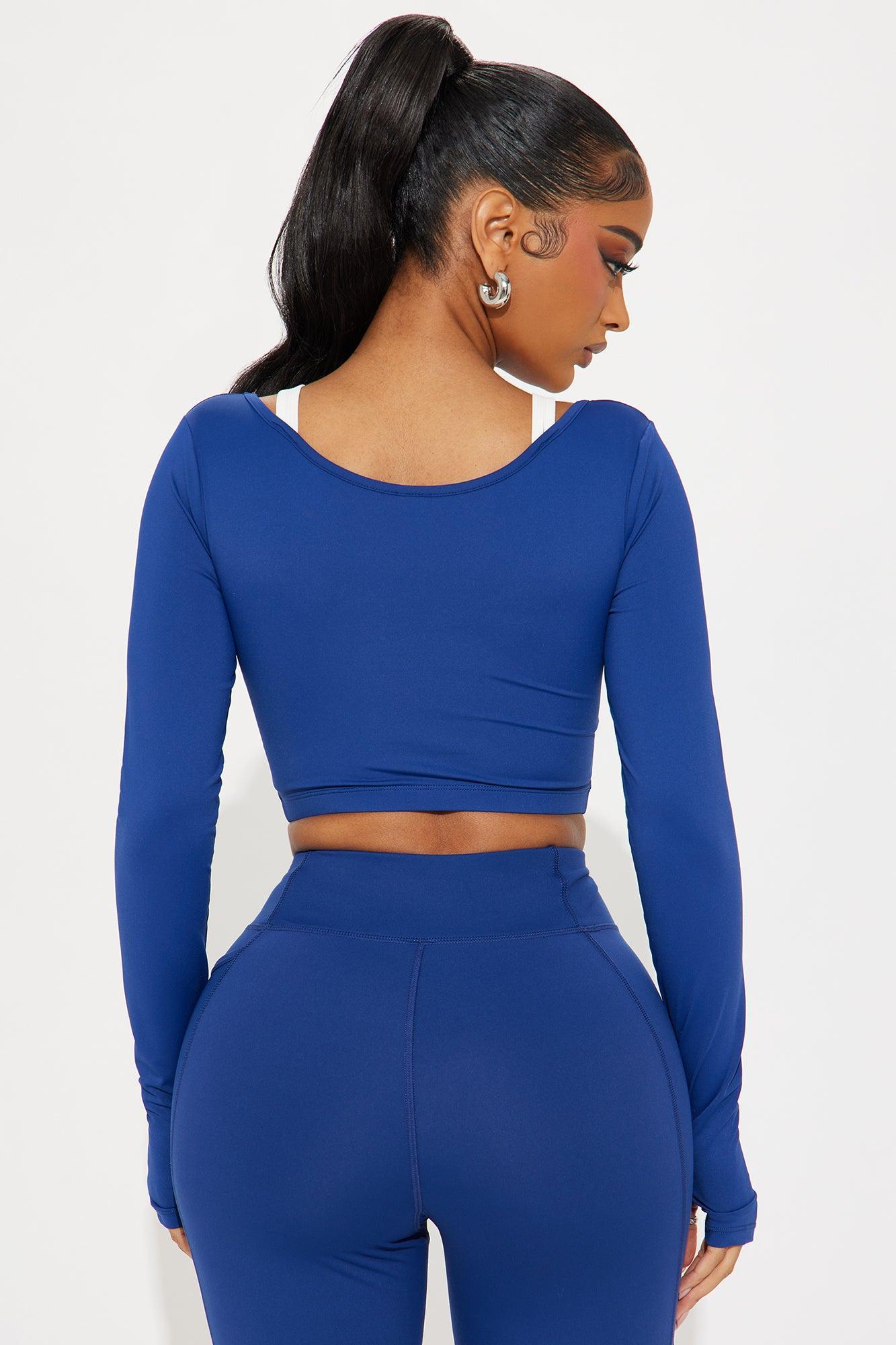Match Point Twofer Long Sleeve Active Top - Midnight Blue Product Image