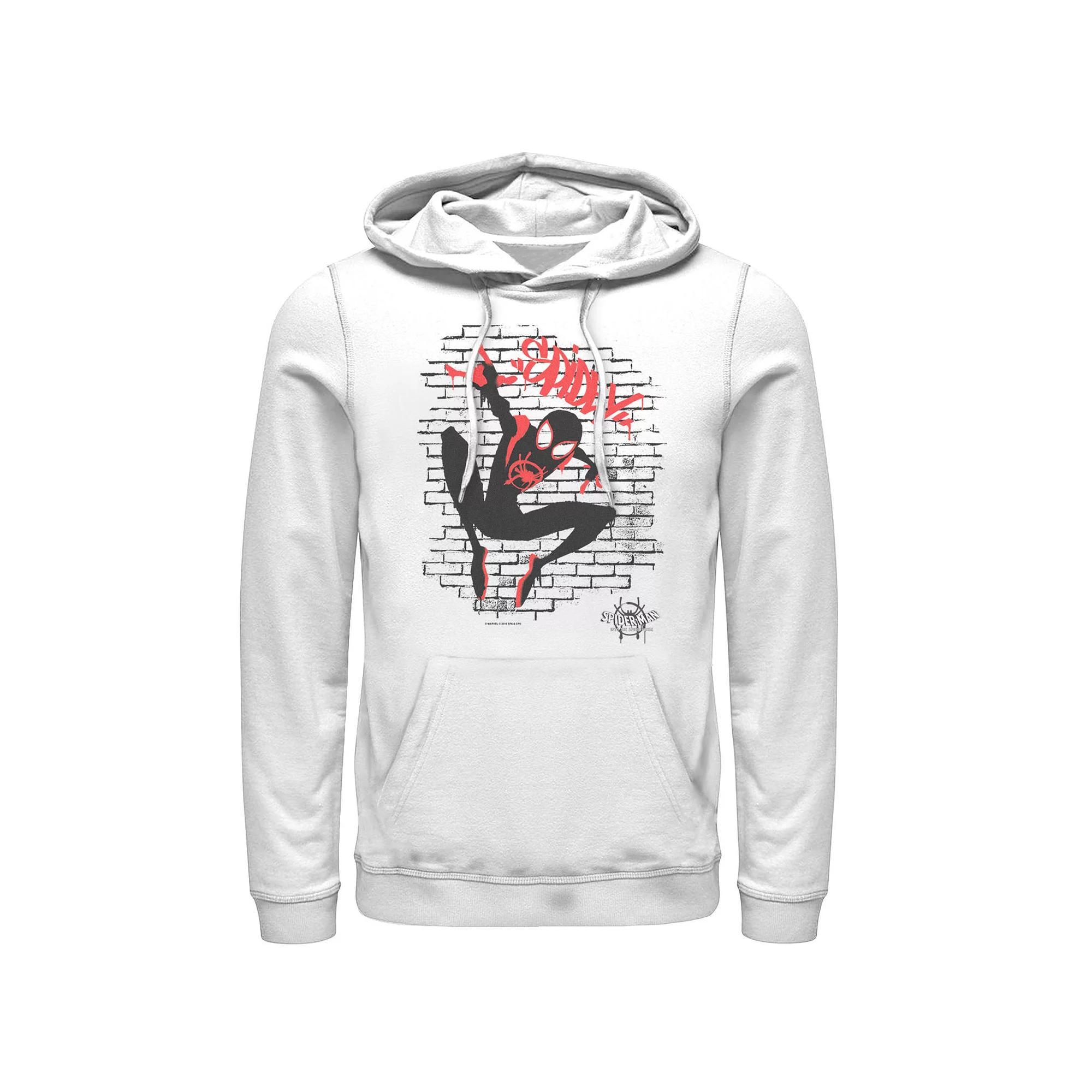 Men's Marvel Spiderverse Spider-Man Graffiti Graphic Hoodie, Size: XL, White Product Image