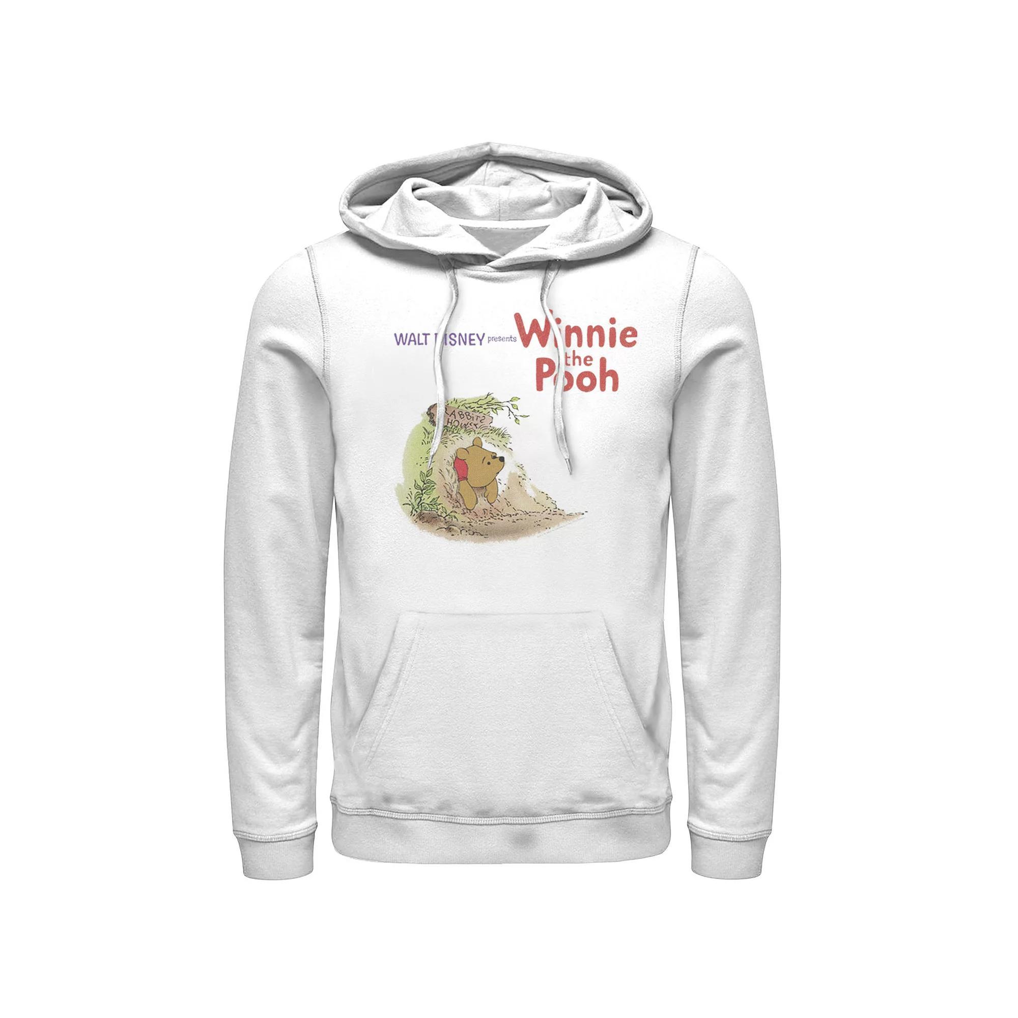 Disney's Winnie The Pooh Men's Stuck In Rabbit's Home Logo Hoodie, Size: XL, White Product Image
