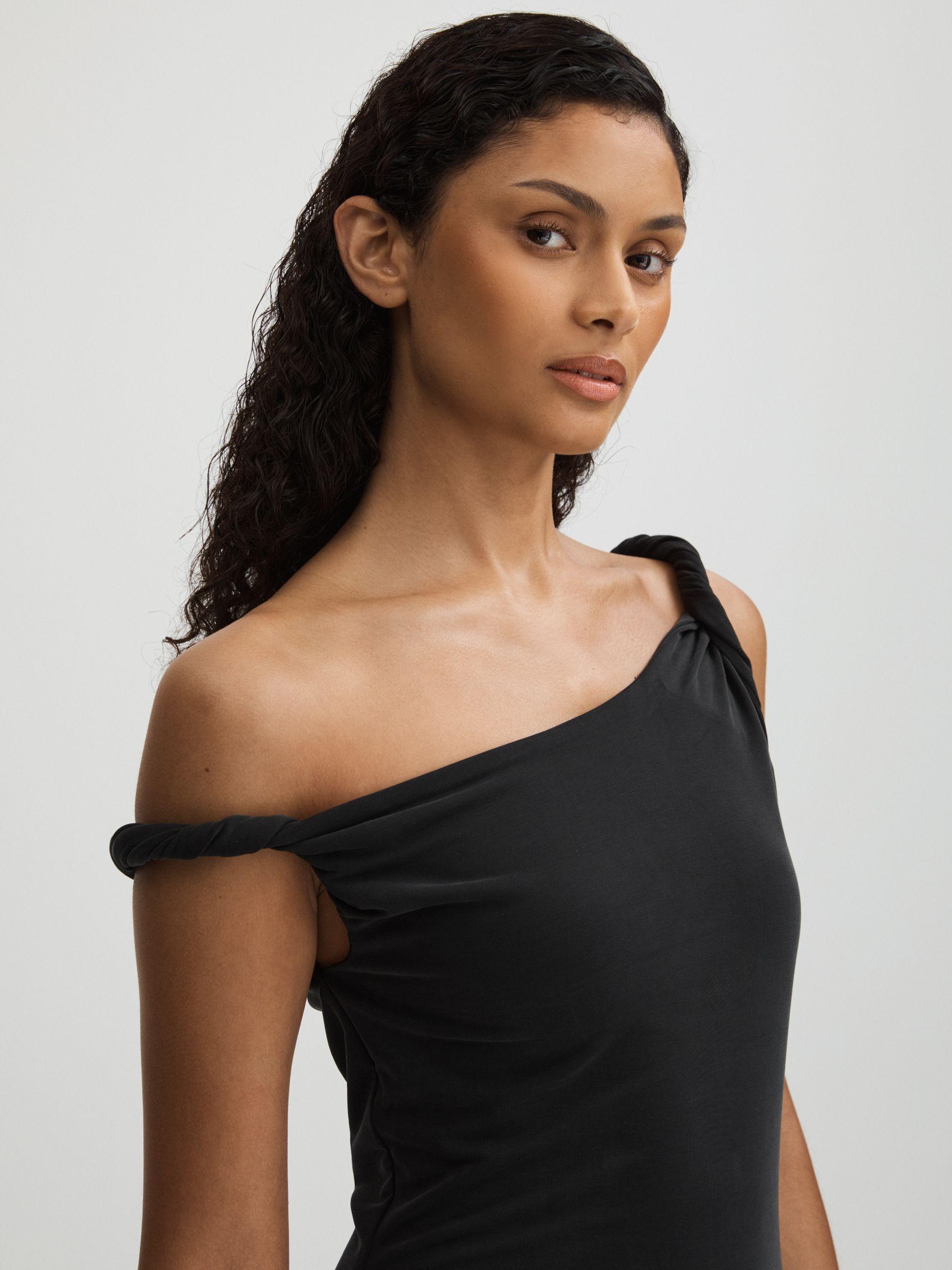 Good American Twisted Strap Jersey Maxi Dress in Black Product Image