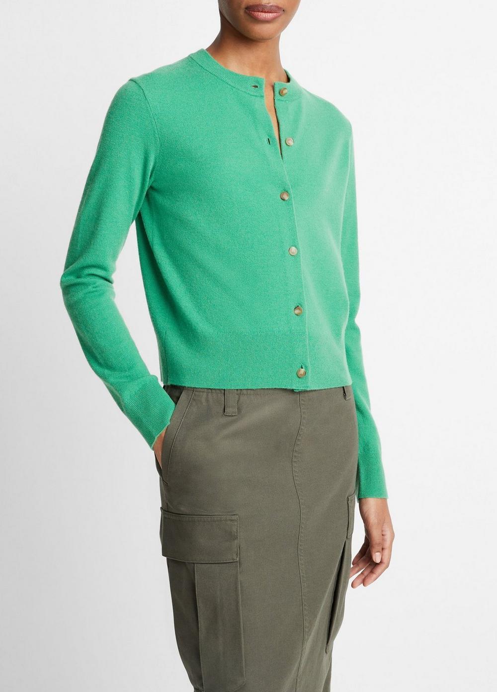 Wool-Blend Shank-Button Cardigan Product Image
