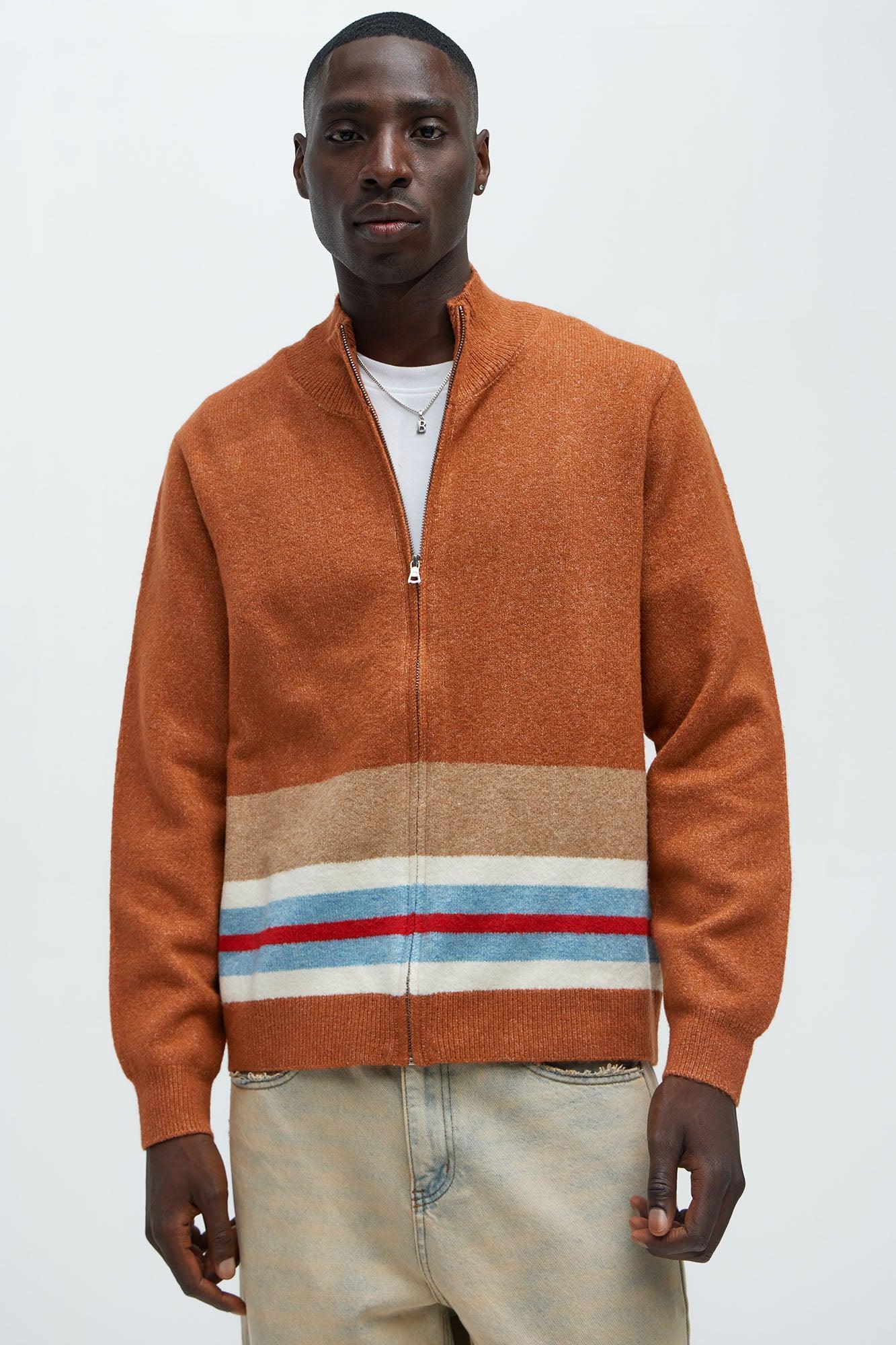 Wait Is Over Zip Sweater - Brown/combo Product Image