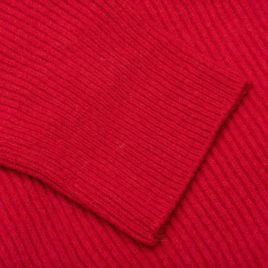 Big Ribbed Knit Cardigan With Fabric Lining - Red Male Product Image