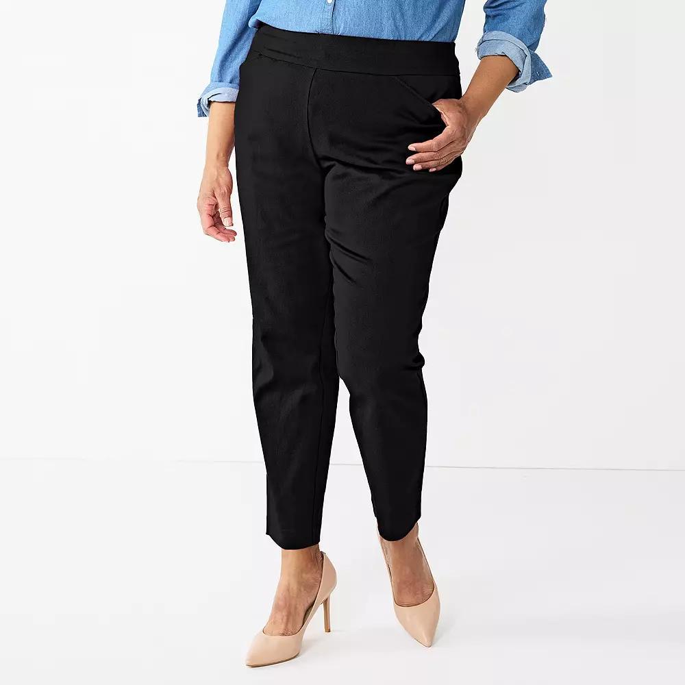 Plus Size Croft & Barrow® Effortless Stretch Pull-On Straight-Leg Pants, Women's, Size: 24W Short, Black Product Image