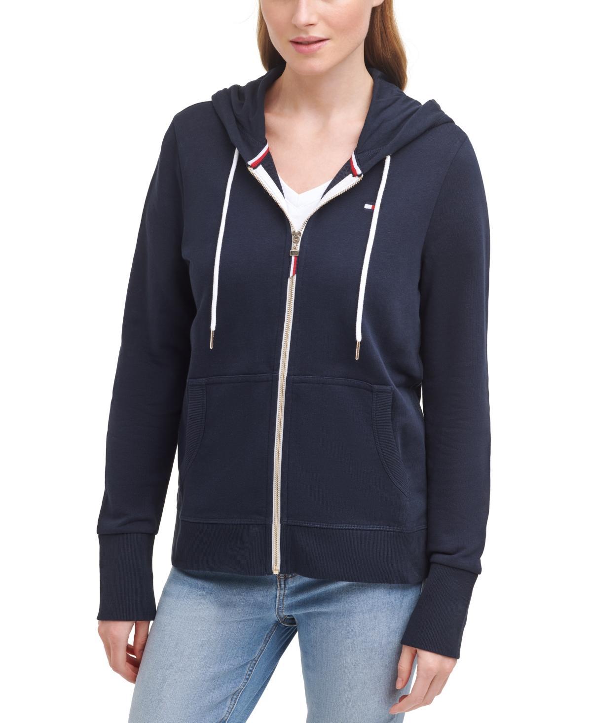 Tommy Hilfiger Flag Zip Hoodie (Sky Captain) Women's Clothing Product Image