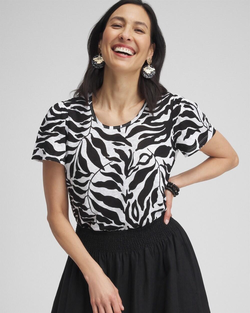 Leaves Linen Flutter Sleeve Tee Product Image