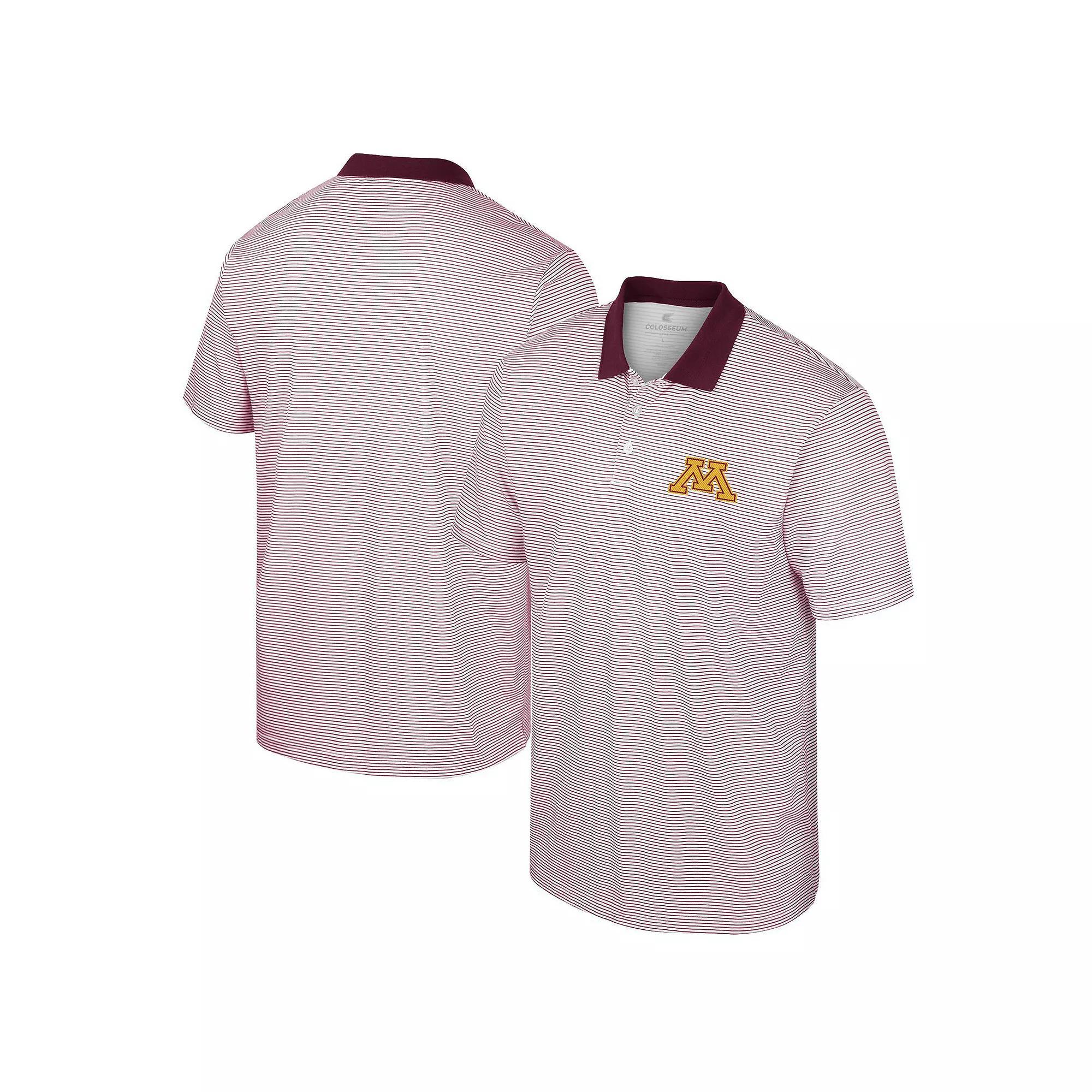 Men's Colosseum White/Maroon Minnesota Golden Gophers Print Stripe Polo, Size: XXL Product Image
