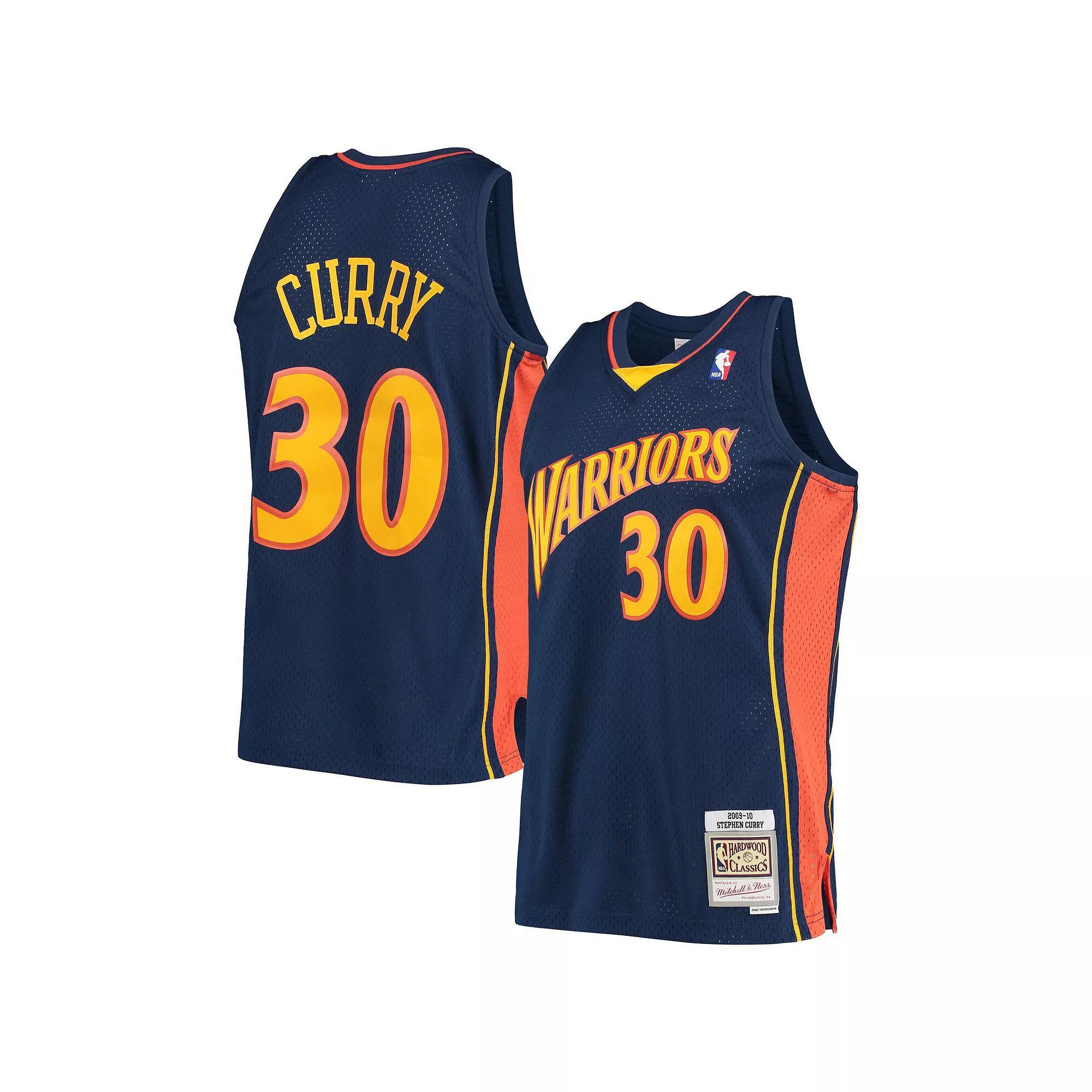 Men's Mitchell & Ness Stephen Curry Navy Golden State Warriors 2009-10 Hardwood Classics Swingman Player Jersey, Size: Medium, Blue Product Image