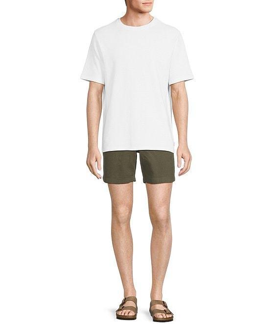 Rowm Flat Front Drawstring Garment Dyed Solid 7#double; Inseam Waffle Shorts Product Image