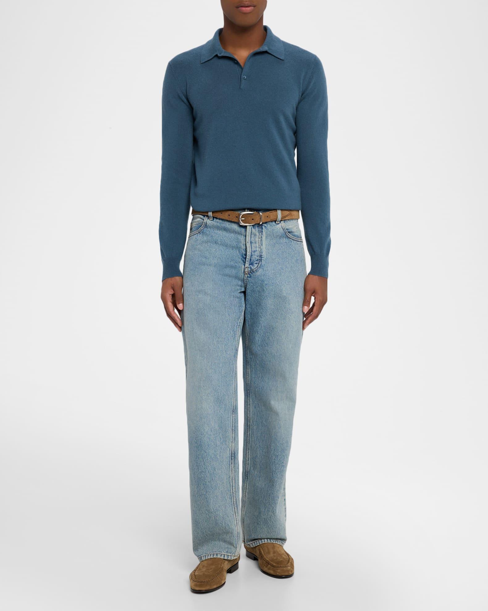 Men's Cashmere Long-Sleeve Polo Sweater Product Image