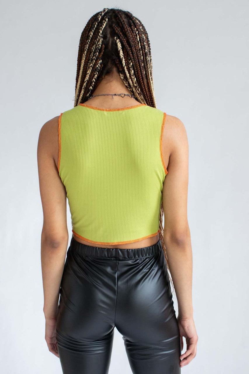 Lime Green Seamed Crop Tank Product Image