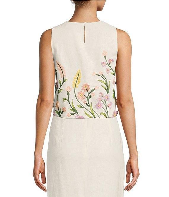 Antonio Melani Slava Embroidered Sleeveless Linen Blouse Product Image