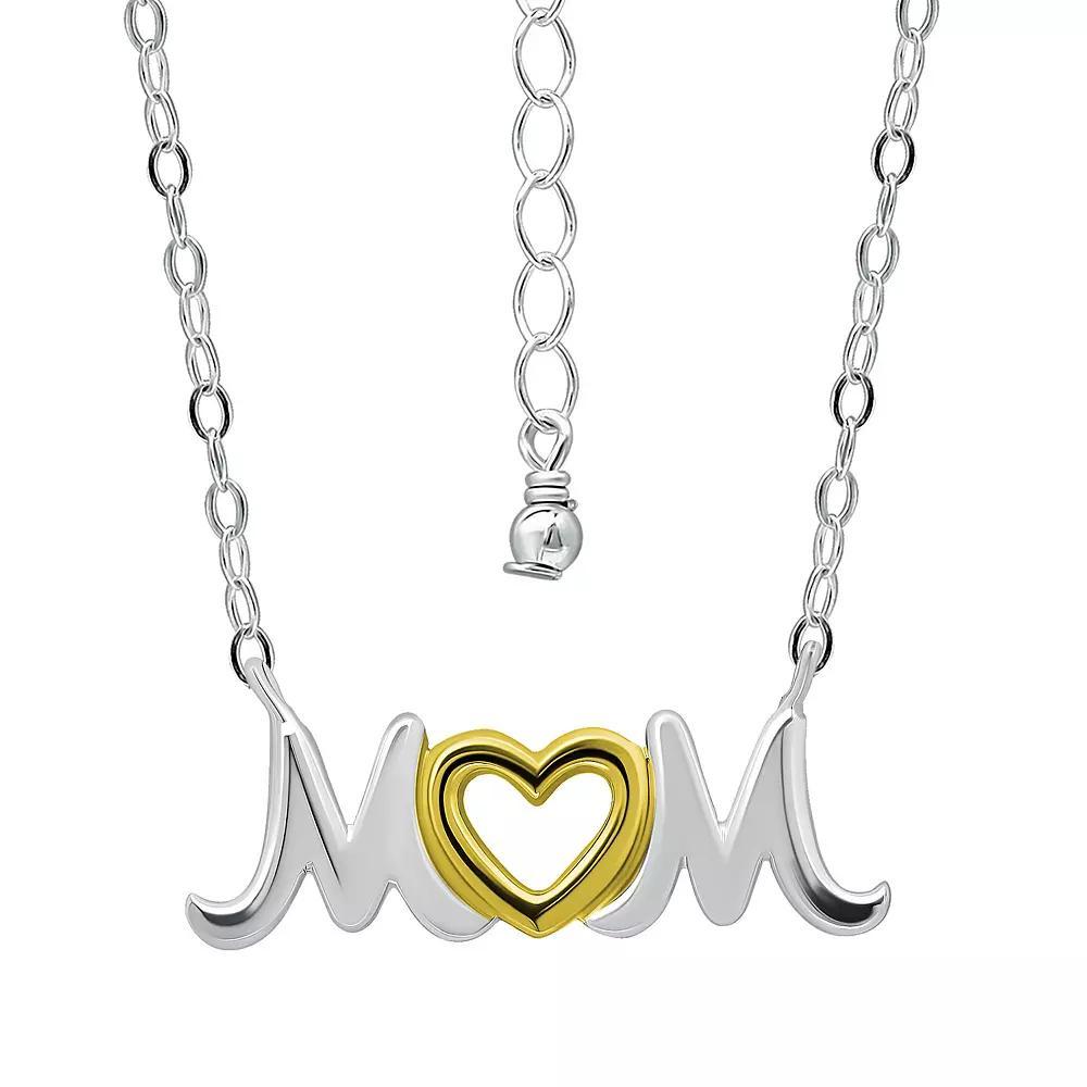 Aleure Precioso Sterling Silver Two-Tone "MOM" Necklace, Women's, Size: 18", Two Tone Product Image