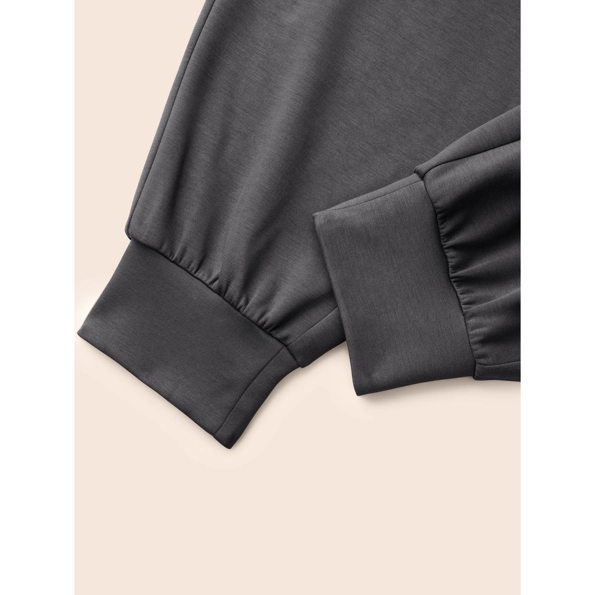 Plus Size Solid Elastic Waist Carrot Pants Women DimGray Casual Mid Rise Everyday Pants BloomChic 26/4X Product Image