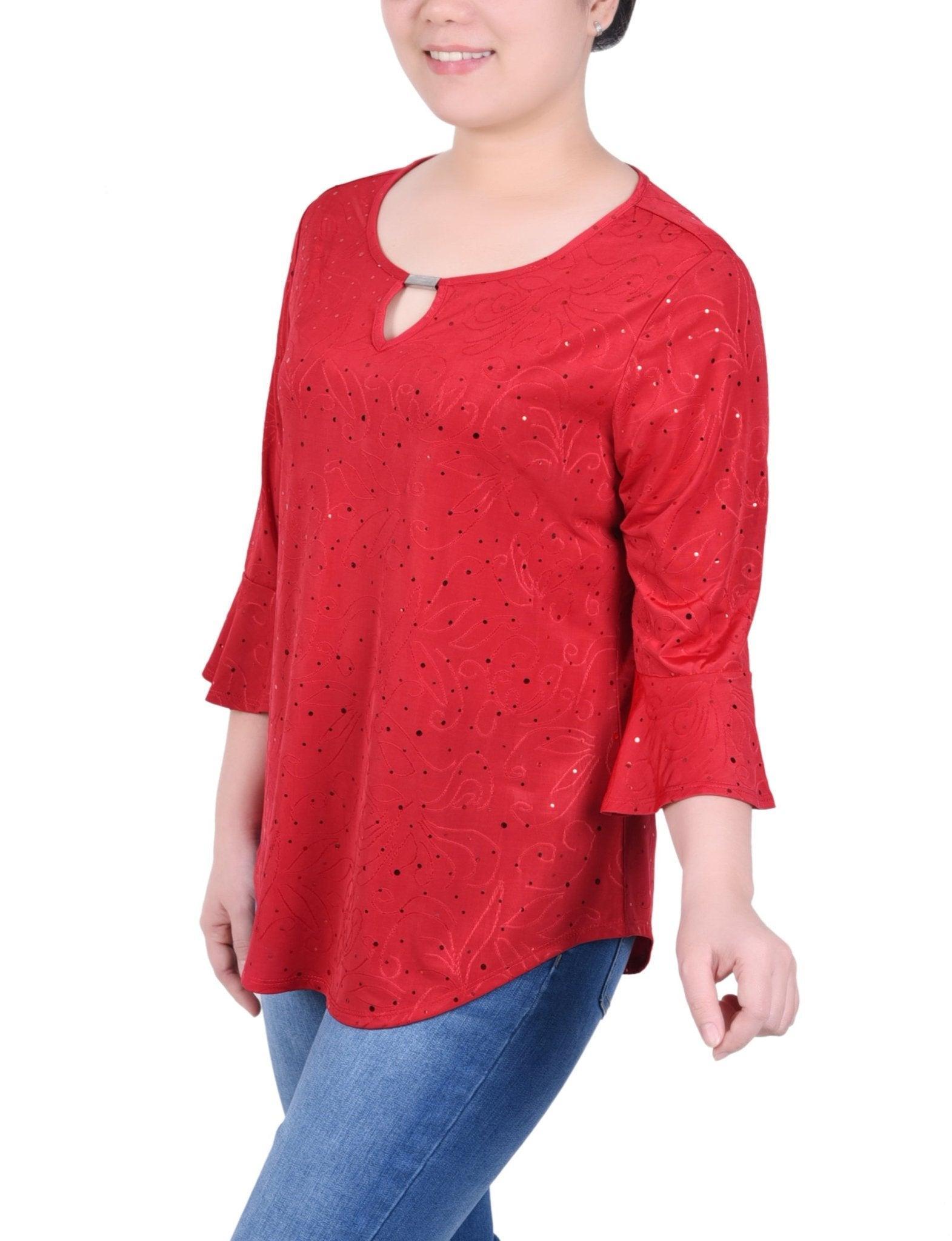 3/4 Length Bell Sleeve Top - Petite Product Image