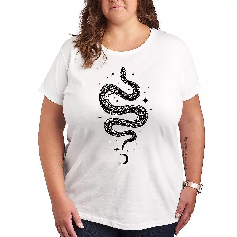 Plus Size Celestial Snake Graphic Tee, Womens Grey Gray Product Image