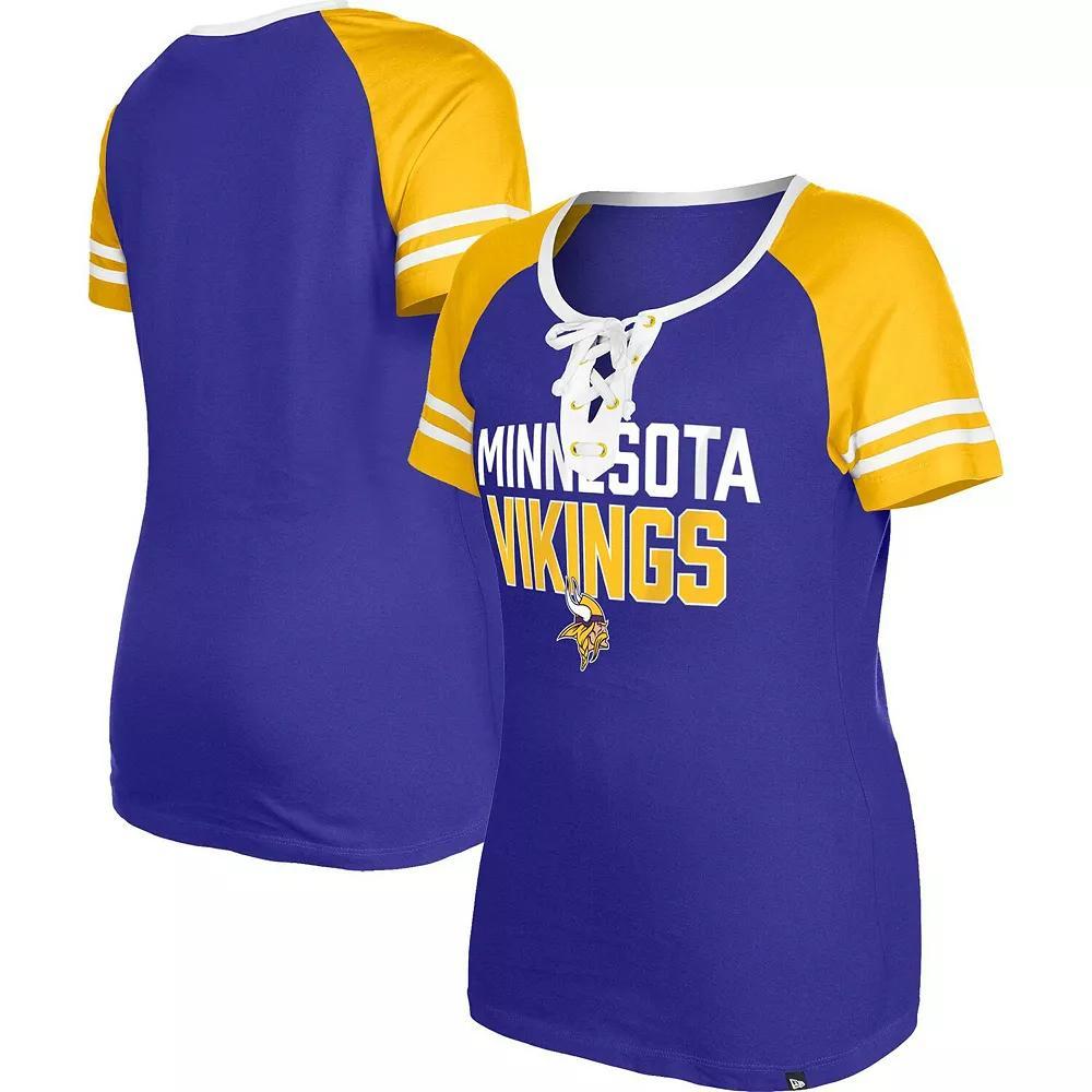 Women's New Era  Purple Minnesota Vikings Raglan Lace-Up T-Shirt, Size: Large Product Image