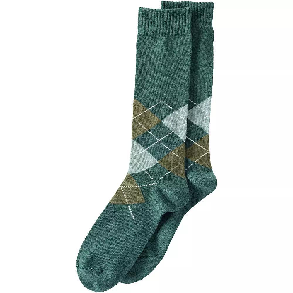 Men's Lands' End Novelty Crew Socks, Neutral Argyle Product Image