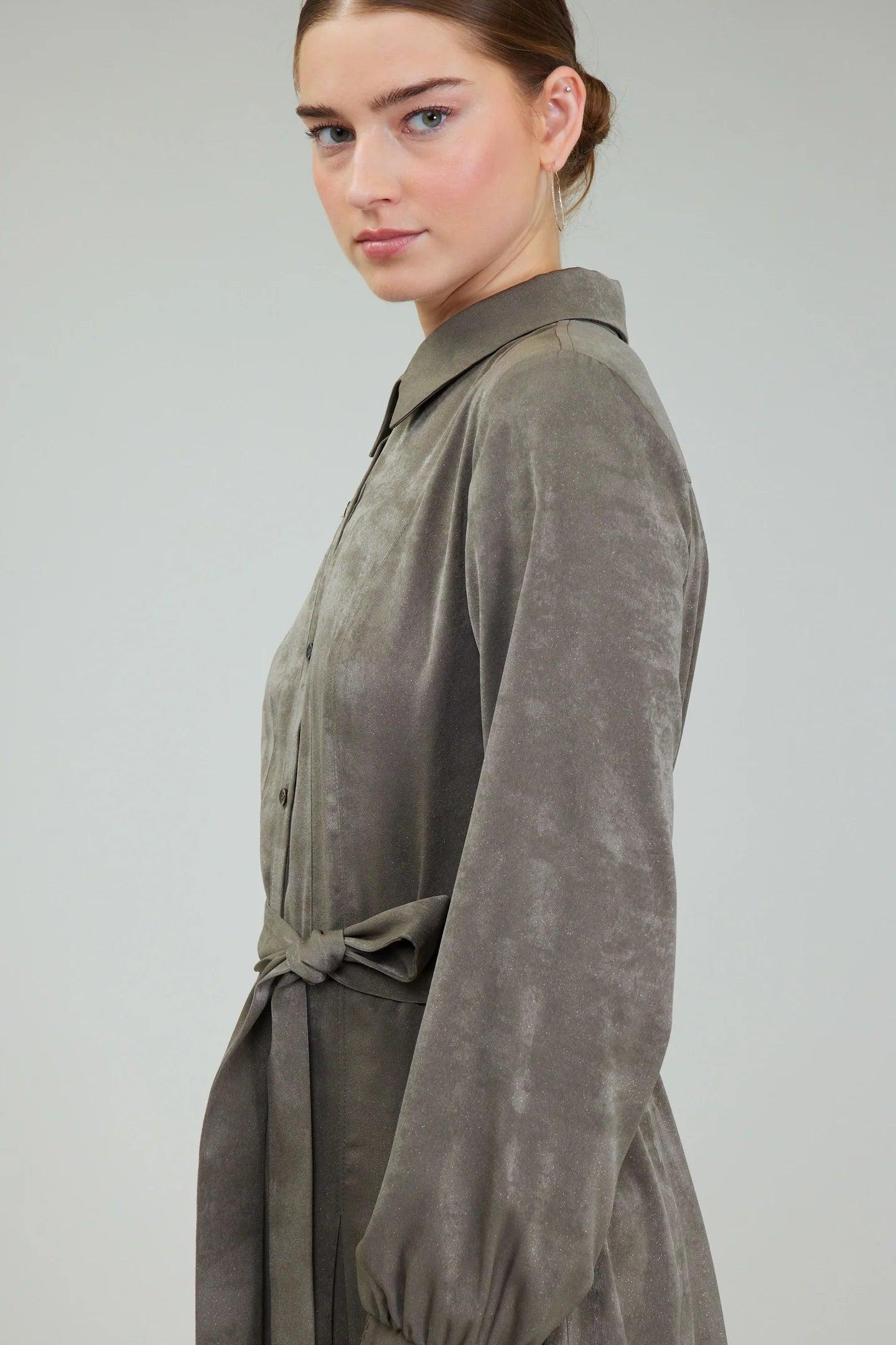 Shirt Dress with Smocked Cuffs Product Image