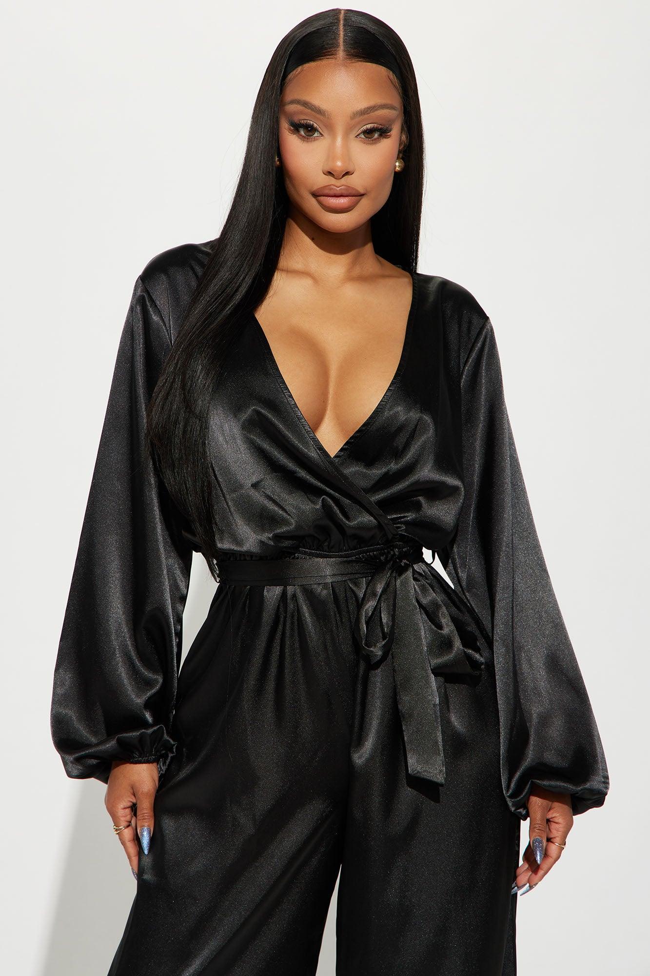 Unloving You Satin Jumpsuit - Black Product Image