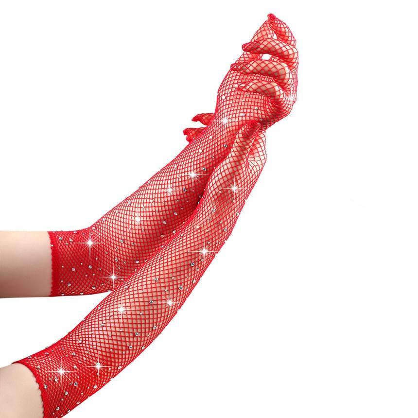 Rhinestone Fishnet Gloves Product Image