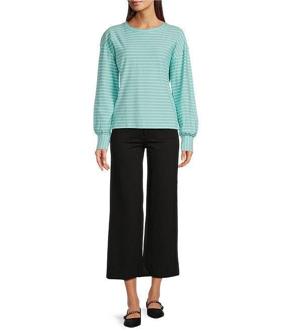 APNY Striped Crew Neck Long Puff Sleeve Top Product Image